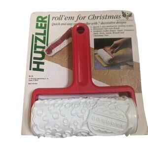 Vintage 1997 Hutzler Roll 'Em Christmas Cookie Roller 7 Designs Made Germany